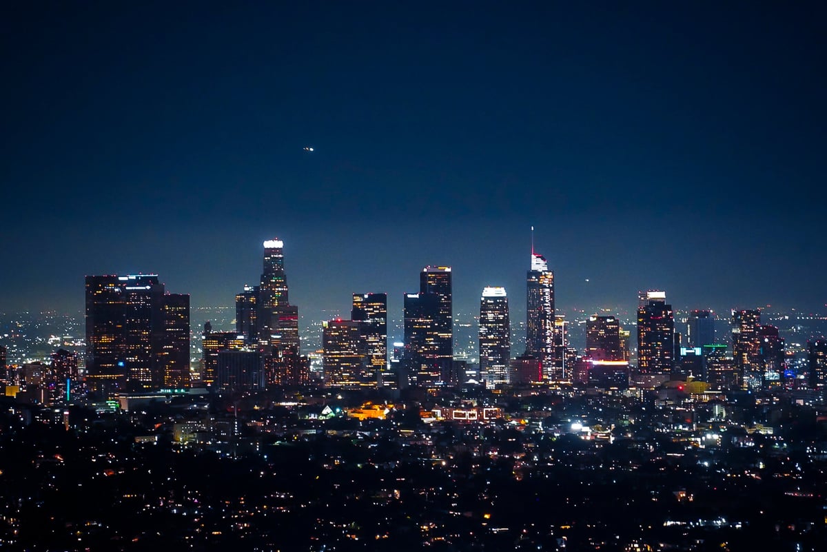Los Angeles skyline at night representing ambition and success